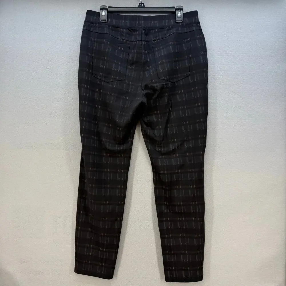 Garnet Hill Dress Leggings Women's Size L Plaid Black Gray Business Casual - Picture 2 of 12